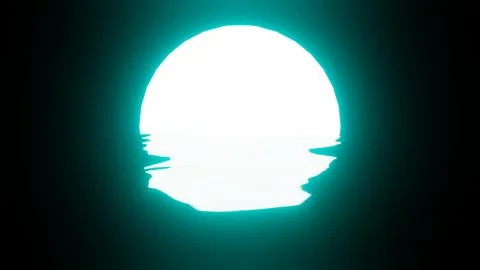 Bright Light Blue Sunset or Moon reflection in water or the ocean on black .. Illustrazione stock