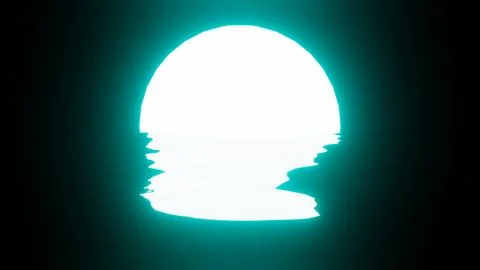 Bright Light Blue Sunset or Moon reflection in water or the ocean on black .. Stock Illustration