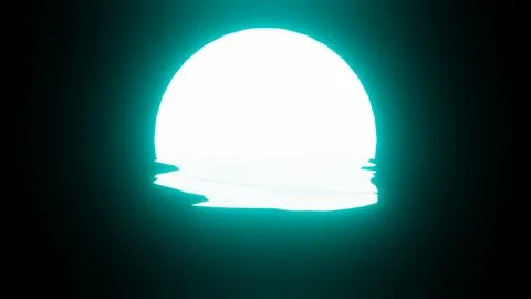 Bright Light Blue Sunset or Moon reflection in water or the ocean on black .. Illustrazione stock