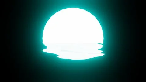 Bright Light Blue Sunset or Moon reflection in water or the ocean on black .. Stock Illustration