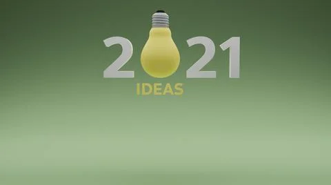 Bright light bulb with 2021, concept of ideas, 3D rendering Stock Illustration