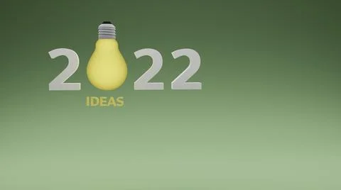Bright light bulb with 2022 3D render illustration Stock Illustration