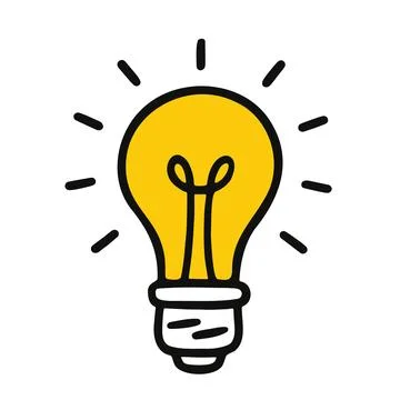 Bright Light Bulb Doodle Vector Icon Stock Illustration