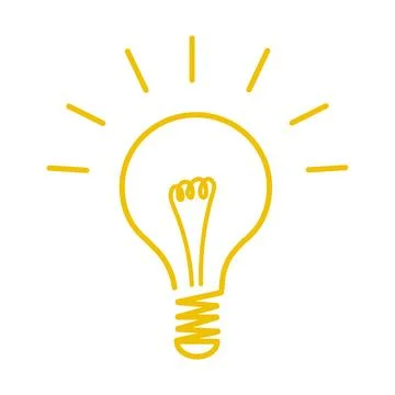 Bright light bulb icon in linear style. Stock Illustration