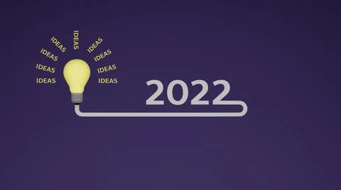 Bright light bulb with idea 2022 3D render illustration Stock Illustration