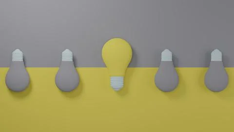 Bright light bulb with idea, concept of ideas, 3D rendering Stock Illustration
