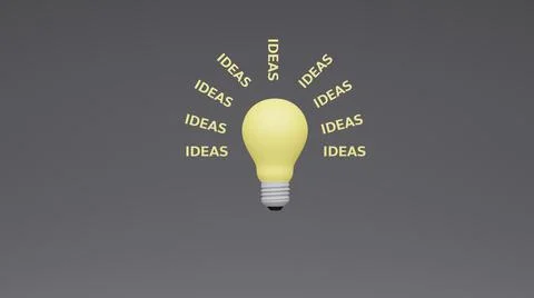 Bright light bulb with idea as light around, concept of ideas, 3D rendering Stock Illustration