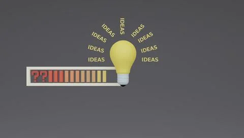 Bright light bulb with loading bar, concept of ideas, 3D rendering Stock Illustration