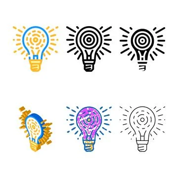 Bright light bulb variants color icon vector Stock Illustration