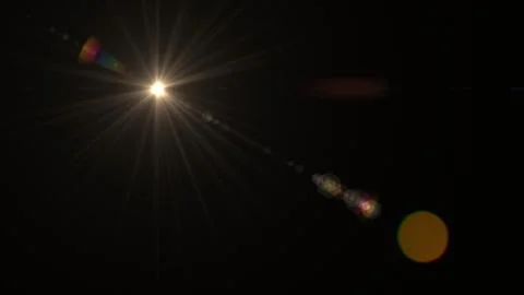 Bright Light Burst and Optical Lens Flare Effect on Black Background Stock Illustration