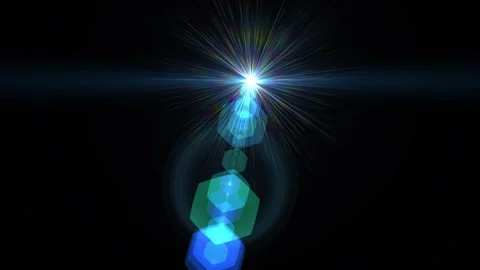Bright Light Burst with Flare and Lens Flare Effect on Black Background 動画素材 338301638