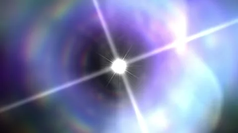 Bright Light Burst with Lens Flare and Colorful Light Streaks in Space Stock-Footage 338301747