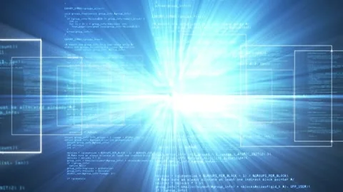 Bright light burst with programming code and data processing animation 動画素材 330658397