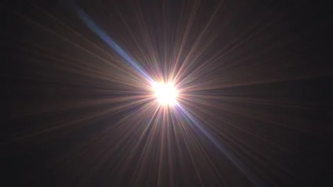 Bright Light Burst with Radiating Sun Rays Against Dark Night Sky Видео 340413206