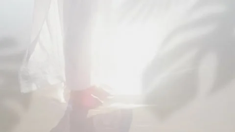 Bright light casting shadows over soft fabric with animation in school setting Stock Footage 305261878