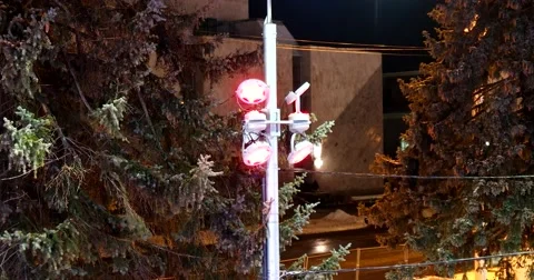 Bright light changes the colour on the ice rink ENEA Stock Footage 67767839