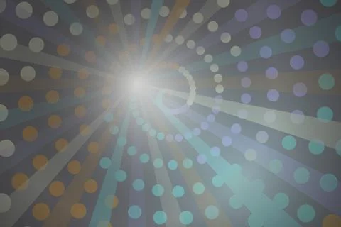 Bright light with colorful circular patterns and rays Stock Illustration