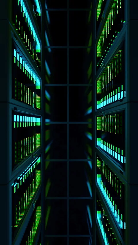 Bright Light Data Center Computer Servers Processing Digital Information Stock Footage 329031456