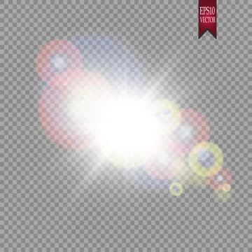 Bright light effect with multi-colored highlights. Iridescent flare from the 스톡 일러스트