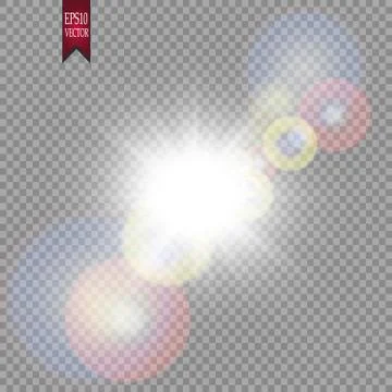 Bright light effect with multi-colored highlights. Iridescent flare from the Stock Illustration