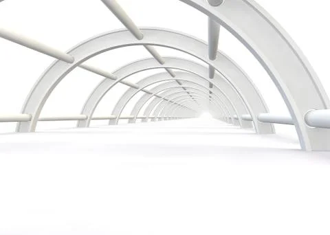 A bright light at the end of the abstract white bridge Stock Illustration