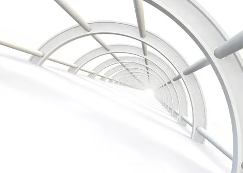 A bright light at the end of the abstract white bridge Stock Illustration