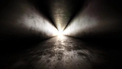 Bright light at the end of the tunnel and flying into the world of the universe Stock Footage