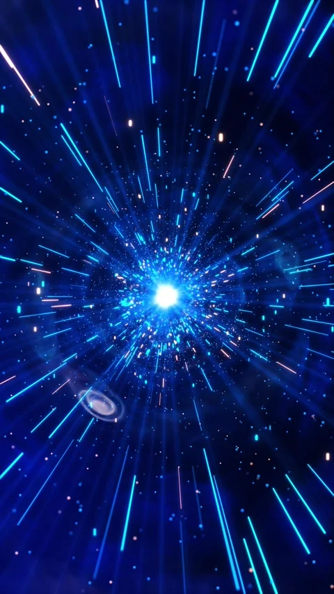Bright light explosion fast streaks particles across space. high speed data tran Stock Footage 341905244