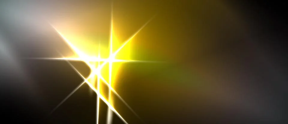 Bright light flare dominates image. Golden hues blend with dark background 스톡 일러스트