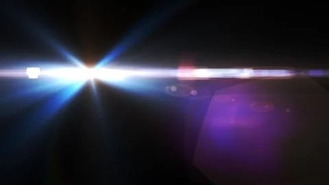Bright Light Flare Effect with Lens Reflection on Dark Background Video stock 338301483