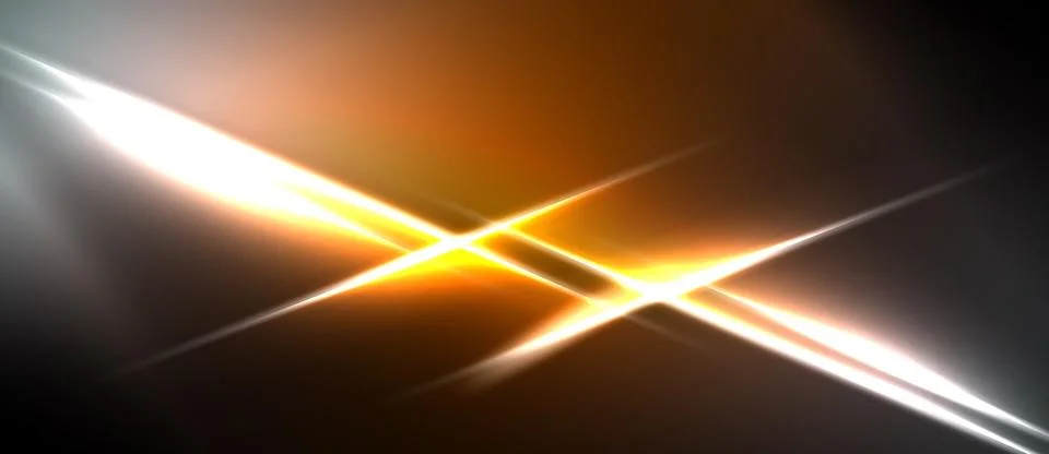 Bright light flares intersect, creating dynamic energy. Warm tones dominate.. Stock Illustration