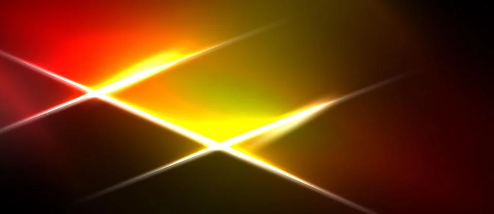 Bright light flares radiate from center. Red, orange, yellow hues dominate da Illustrazione stock