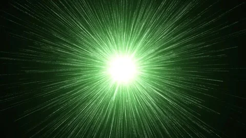 Bright light with green rays and particles moving on dark background. Can be Stock Footage 262533339