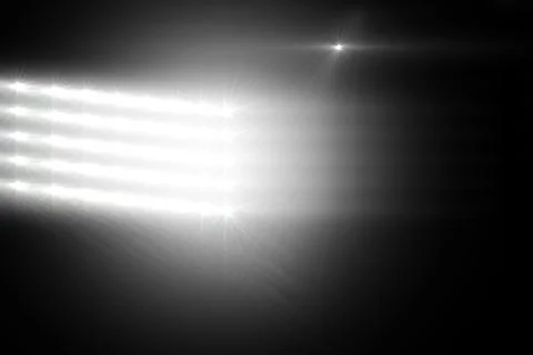 Bright light grid is glowing in flat design dark void, casting beams and single 스톡 사진