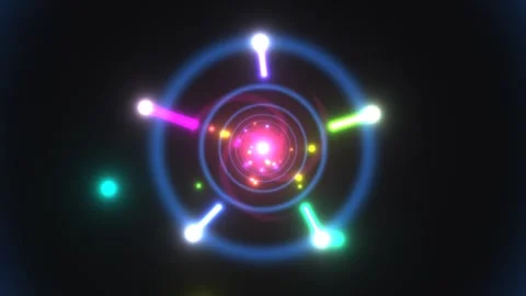 Bright light particles in a circular motion create an Stock Footage 338357305