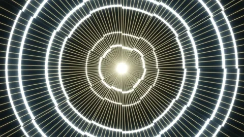 Bright light pattern with circles and lines in dark Stock Footage 339519352