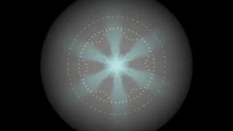 Bright light pattern forms in a circular design with a dark background Stock Footage 337387486