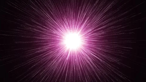 Bright light with pink rays and particles moving on dark background. Can be used Stock Footage 262751656