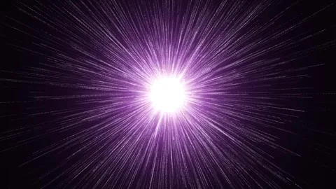Bright light with purple rays and particles moving on dark background. Can be Stock Footage 262073951