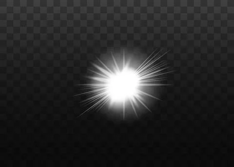 Bright Light Radiating with a Starburst Effect on Transparent Background. Stock Illustration