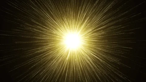 Bright light with rays and particles moving on dark background. Can be used Stock Footage 256415620
