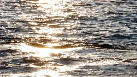 Bright light reflected on ocean surface at sunset Stock Footage 111880511