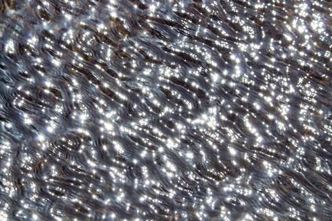 Bright light reflections on the water surface in rain water harvesting concept. Foto stock