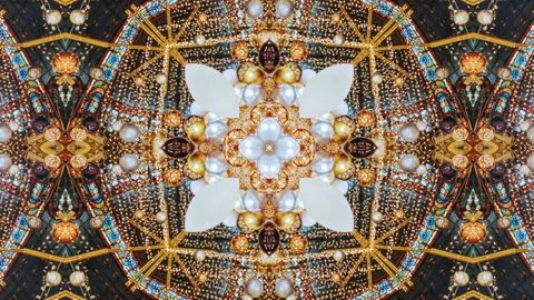 Bright light seamless 4k video kaleidoscopic stylized christmas decorations. Video stock 137665701