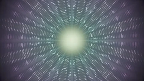 Bright light shines through abstract radial pattern in dark space Stock Footage 337386204