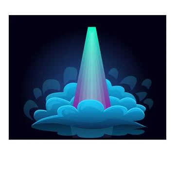 Bright light shining through clouds in cartoon style Stock Illustration