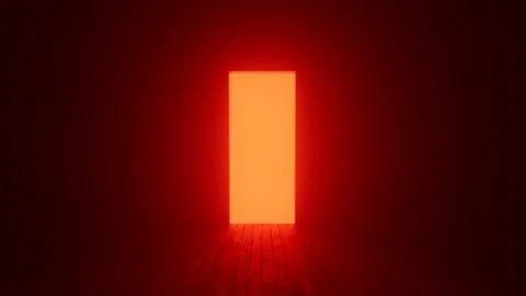 Bright light shining through open door in dark room Stock Illustration