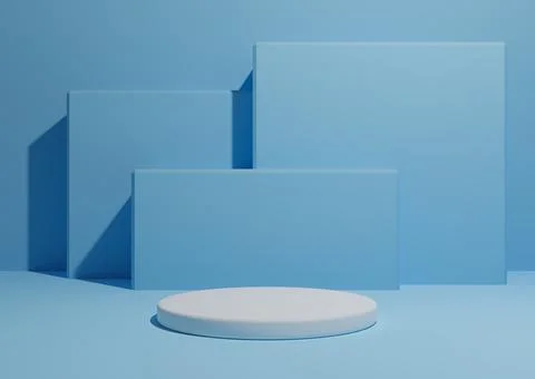 Bright, light sky blue, 3D render of a simple, minimal product display compos Stock Illustration
