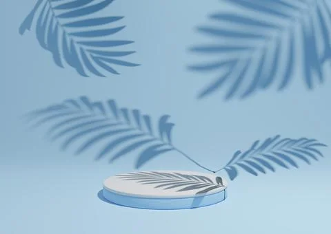 Bright, light sky blue, 3D render of a simple, minimal product display compos Stock Illustration