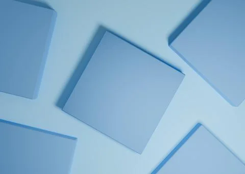 Bright, light sky blue, 3D render minimal, simple top view flat lay product d Stock Illustration